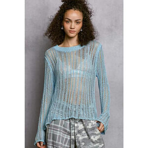 Openwork Round Neck Knit Cover Up